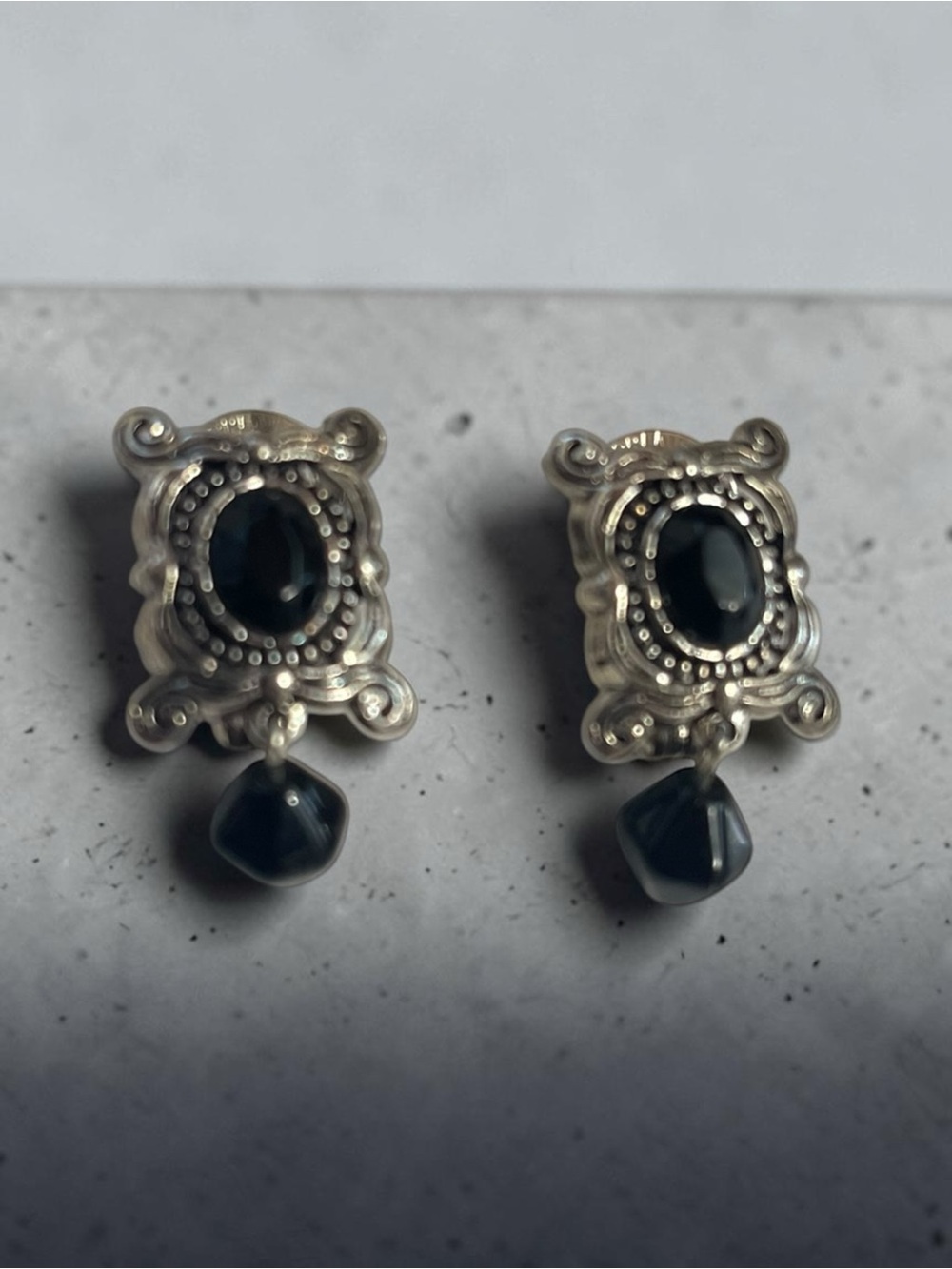 Premier Black Enamel Drop Convertible Omega Earrings